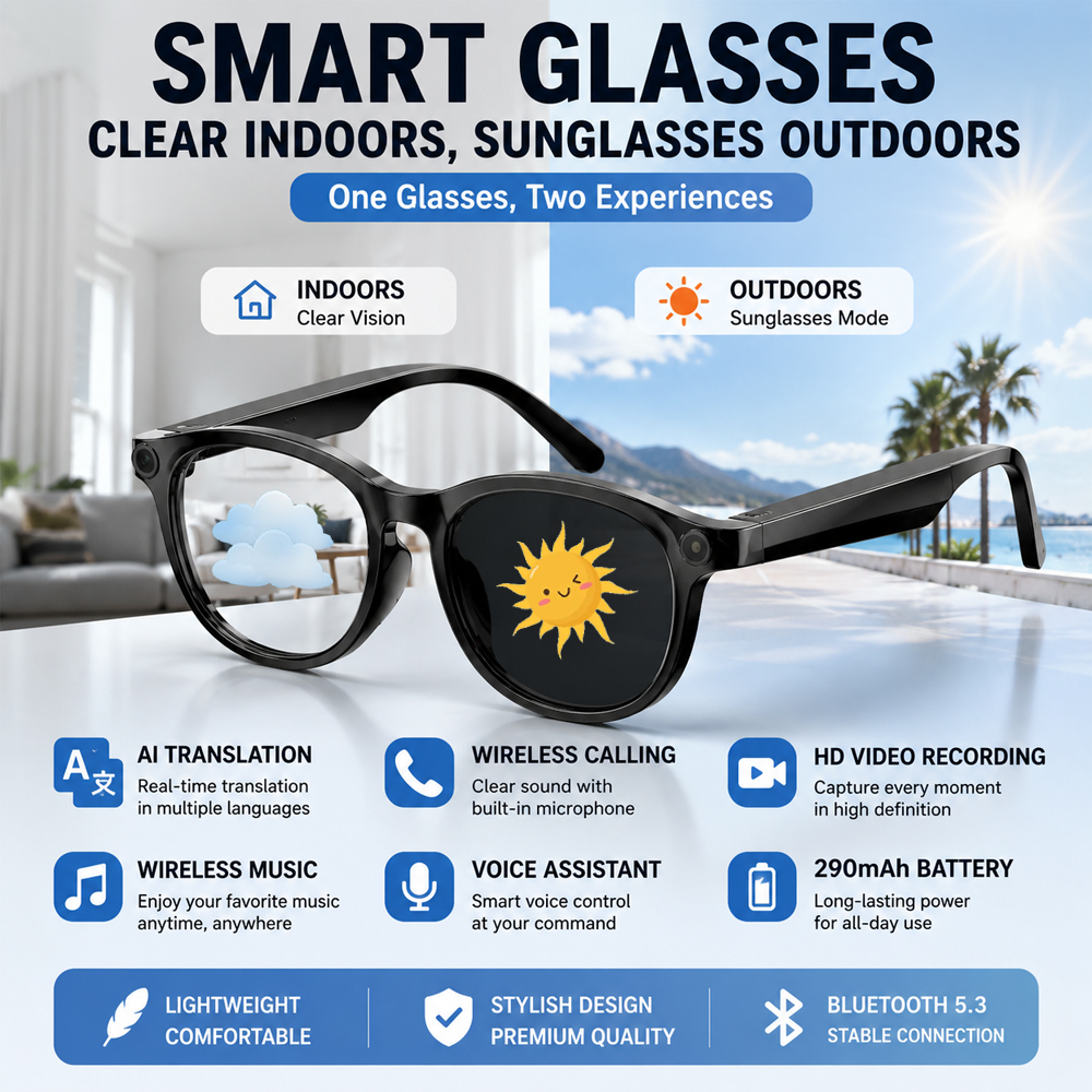 Smart Photochromic Glasses Blu - Power Bank Wireless 评论和价格