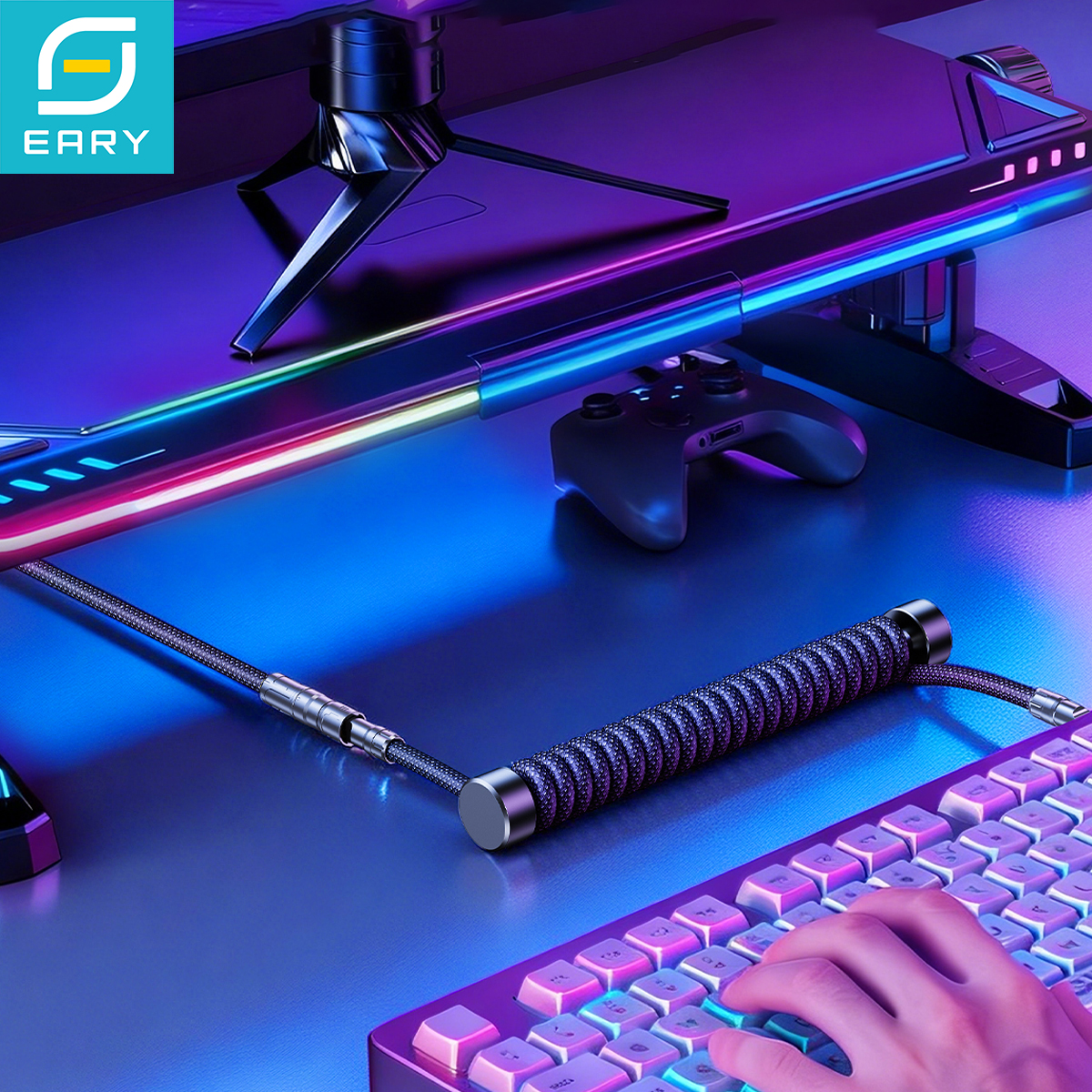 Eary 1.2m Coiled Keyboard Cabl - Tech Gaming Accessories 评论和价格