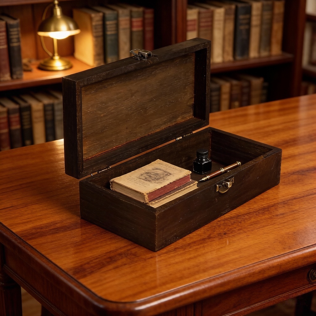 Vintage Dark Wood Storage Box  - Tech Accessories Storage 评论和价格