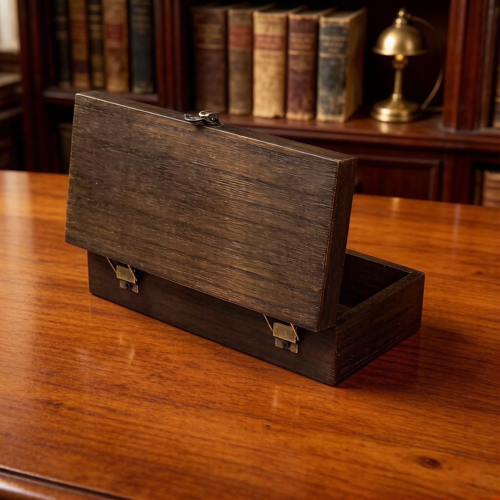 Vintage Dark Wood Storage Box  - Tech Accessories Storage 评论和价格